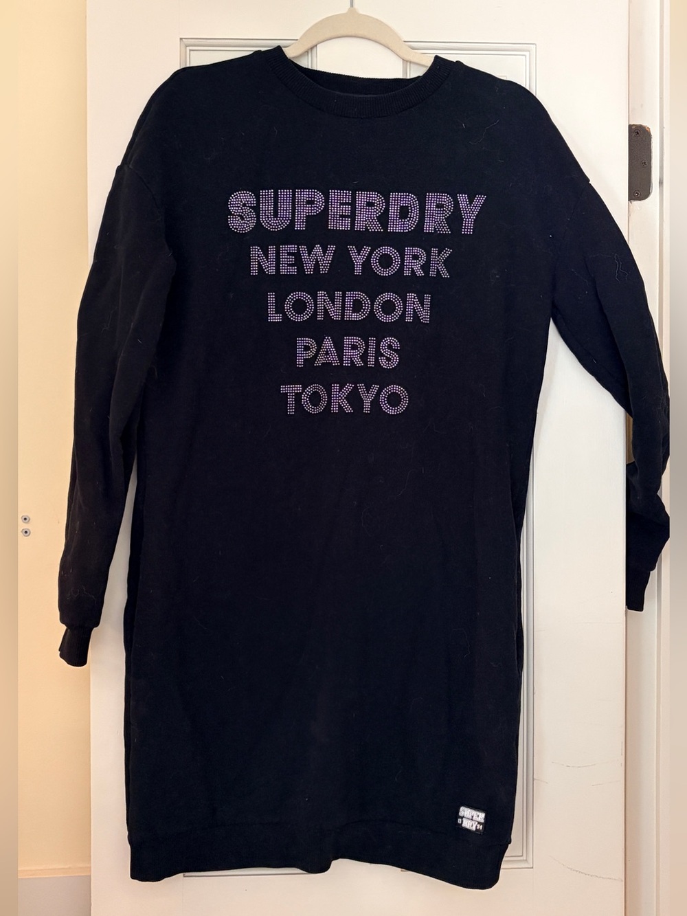 Superdry Black with silver Rhinestone City Logo Sweater Dress